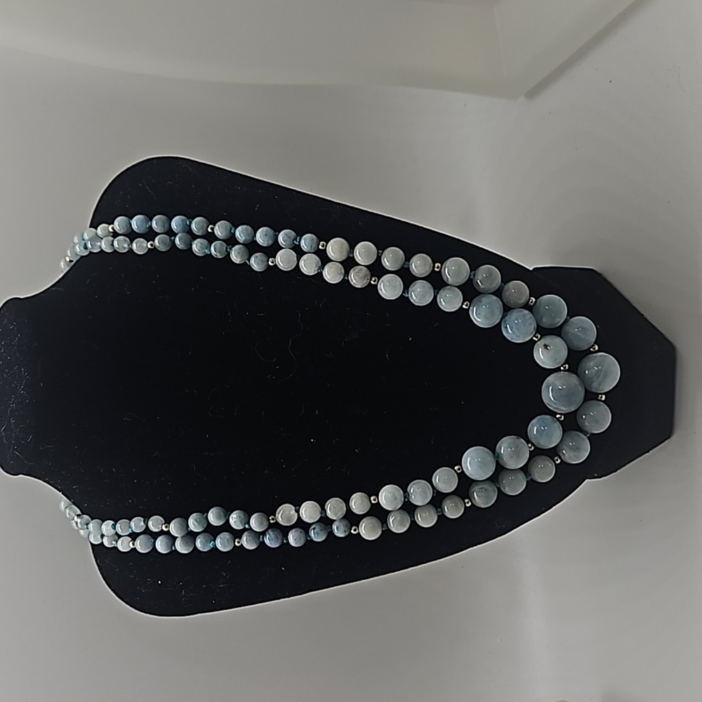 Stauer Aquamarine Bead Necklace